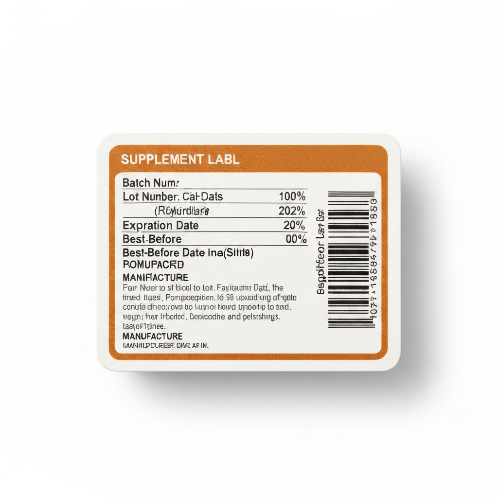 Close-up of printed batch number, expiration date, and manufacturer information